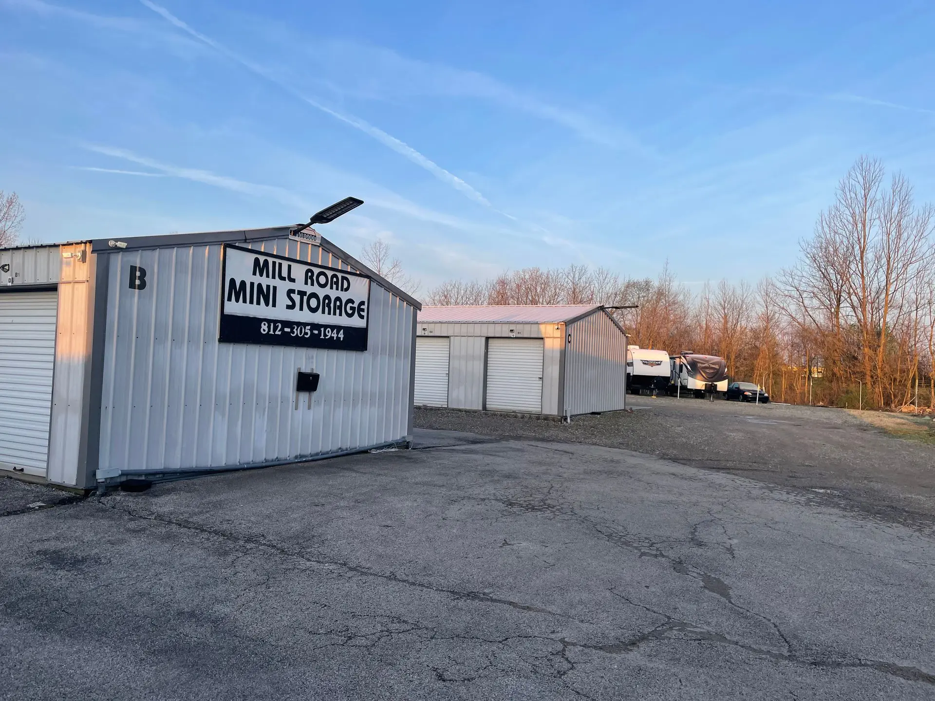 Outdoor storage facility with multiple units